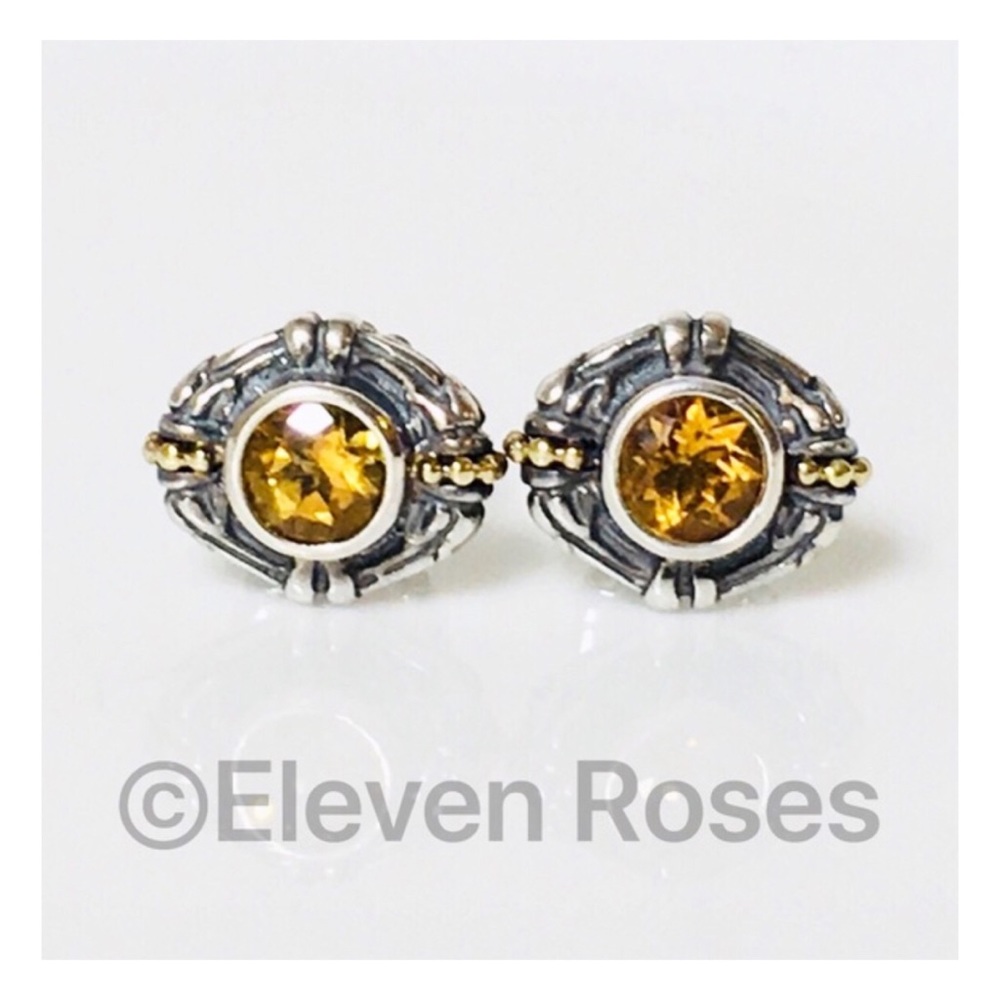 Lagos Caviar Sterling & 18k Gold Citrine Earrings